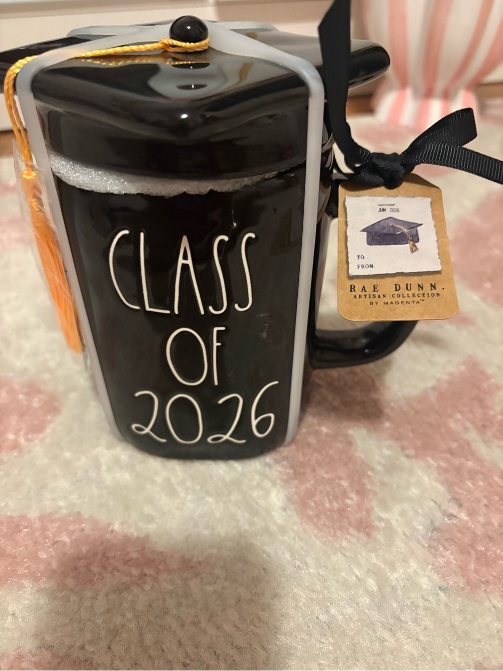 Rae Dunn Black "Class of 2026" Graduation Mug with Gold Tassel